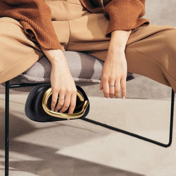 Women's Black Leather Formal Trendy Evening Clutch Shoulder Strap Handle Bags - Picture 5 of 7